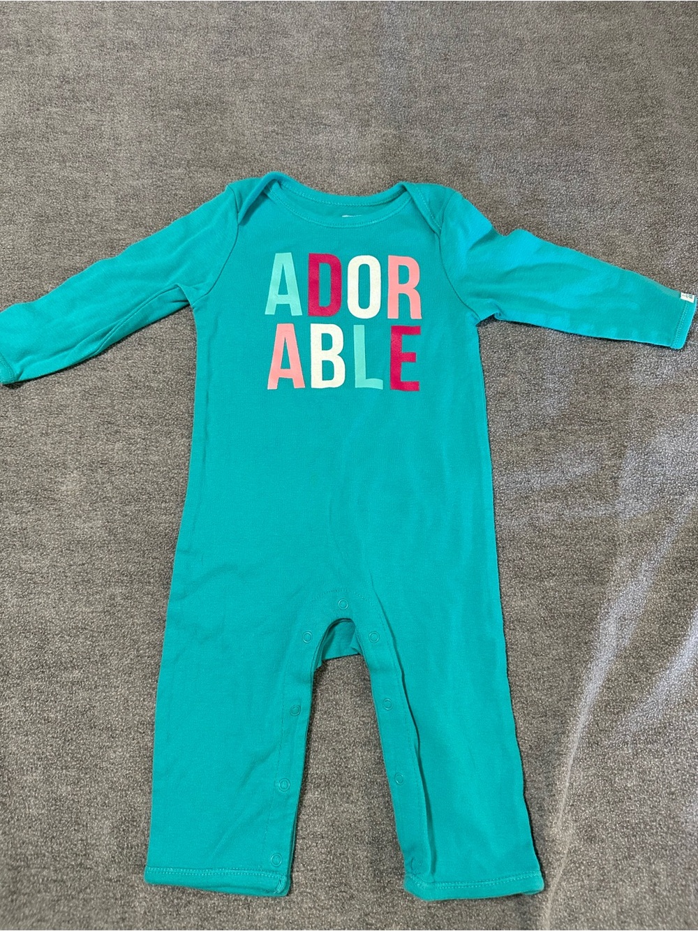 Old Navy Turquoise "ADORABLE" Graphic One-Piece Footie